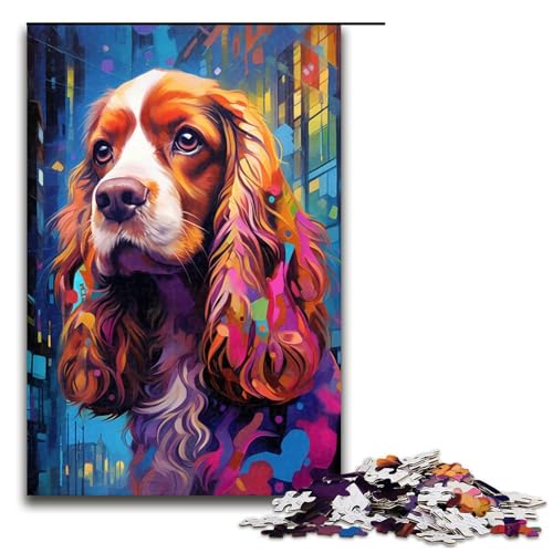 1000-teiliges Puzzlespiel mit Hundemotiv, Holzpuzzle für Familienaktivitäten (Größe 50 x 75 cm) von LLONGKT