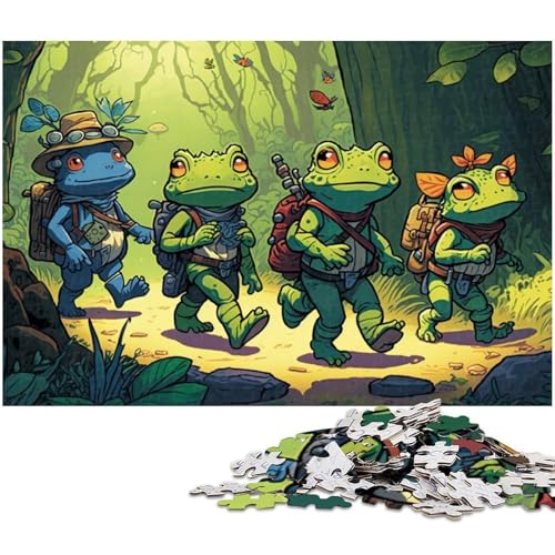 1000-teiliges Reise-Frosch-Puzzle für Erwachsene, Puzzlespiel, tolles Teenager ab 14 Jahren, Größe 38 x 26 cm von LLONGKT