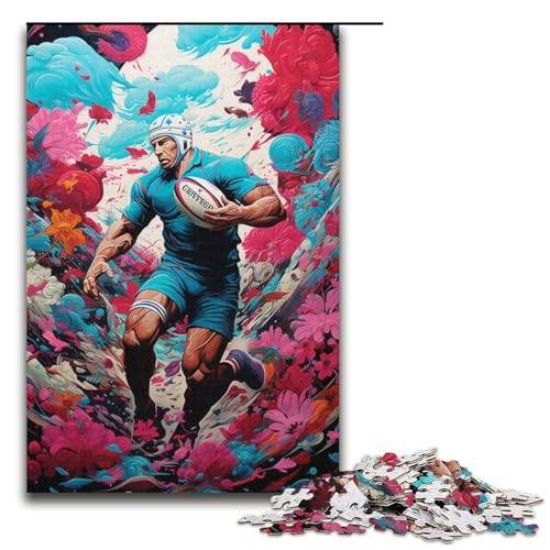 1000-teiliges Rugby-Spieler-Puzzle für Erwachsene, Papppuzzle, Lernspiel, Herausforderungsspielzeug, Größe 38 x 26 cm von LLONGKT