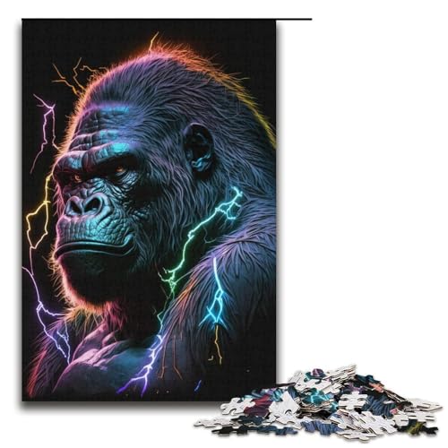1000-teiliges Schimpansen-Puzzle für Papppuzzles, pädagogisches Spielzeug zum Stressabbau, Größe 38 x 26 cm von LLONGKT