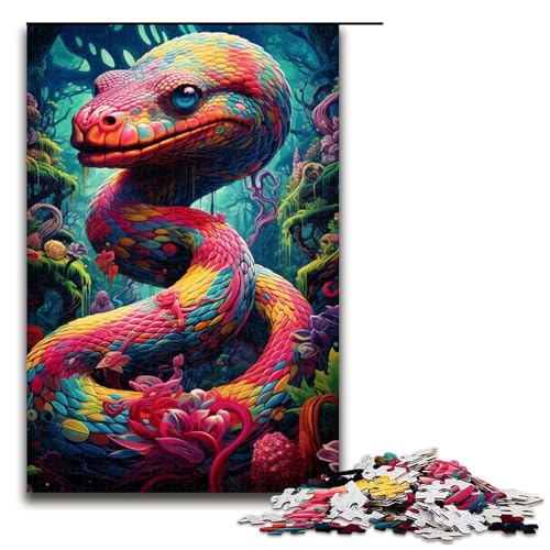 1000-teiliges Schlangen-Puzzle für Holzpuzzles, pädagogisches Spielzeug zum Stressabbau, Größe 50 x 75 cm von LLONGKT