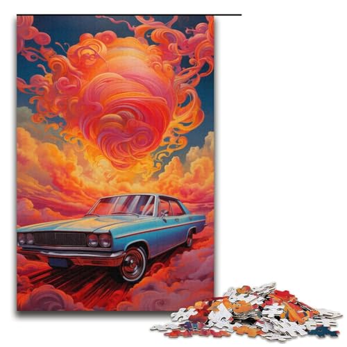 1000-teiliges Spiel „Malen eines coolen Auto-Puzzles“ aus Pappe, tolles Geschenk für Erwachsene (Größe 38 x 26 cm) von LLONGKT