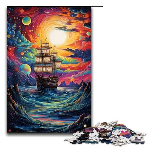 1000-teiliges Spiel „Piratenschiff im Universum“, Puzzle aus Holz, tolles Geschenk für Erwachsene (Größe 50 x 75 cm) von LLONGKT