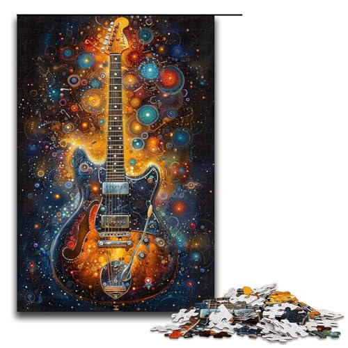 1000-teiliges Spiel „Psychedelic Guitars“ Puzzle aus Holz, tolles Geschenk für Erwachsene (Größe 50 x 75 cm) von LLONGKT