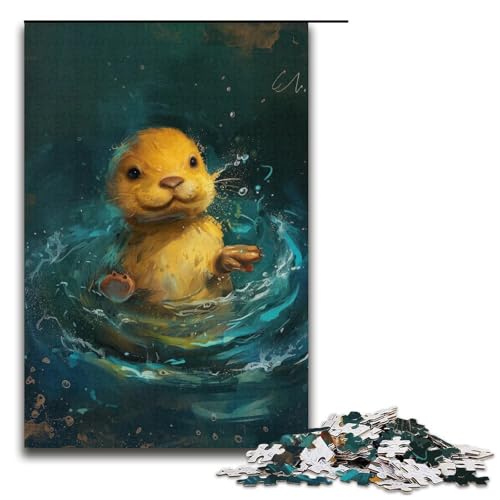 1000-teiliges Spiel „Süßer Kleiner gelber Otter“, Puzzle aus Pappe, tolles Geschenk für Erwachsene (Größe 38 x 26 cm) von LLONGKT