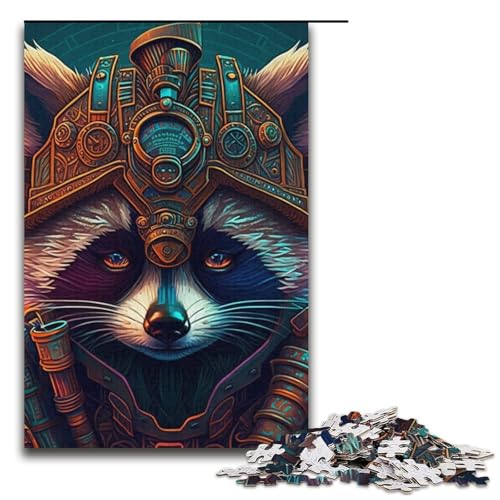 1000-teiliges Steampunk-Waschbär-Puzzle für Erwachsene, Puzzle-Geschenke, Eltern-Kind-Interaktion für Teenager ab 14 Jahren, Größe 38 x 26 cm von LLONGKT