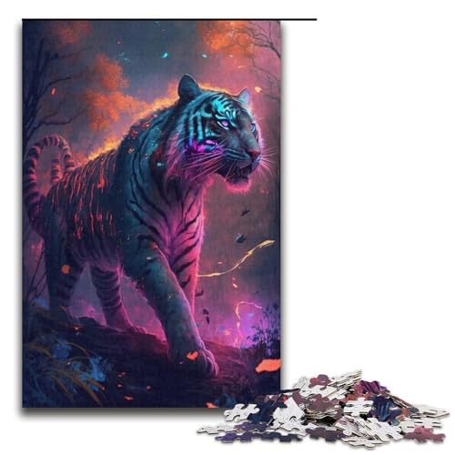 1000-teiliges Tiger-Mal-Puzzle für Erwachsene, Eltern-Kind-Interaktion für Teenager ab 14 Jahren (Größe 38 x 26 cm) von LLONGKT