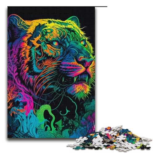 1000-teiliges Tiger-Puzzle, Kartonpuzzle, pädagogisches Spielzeug zum Stressabbau, Größe 38 x 26 cm von LLONGKT