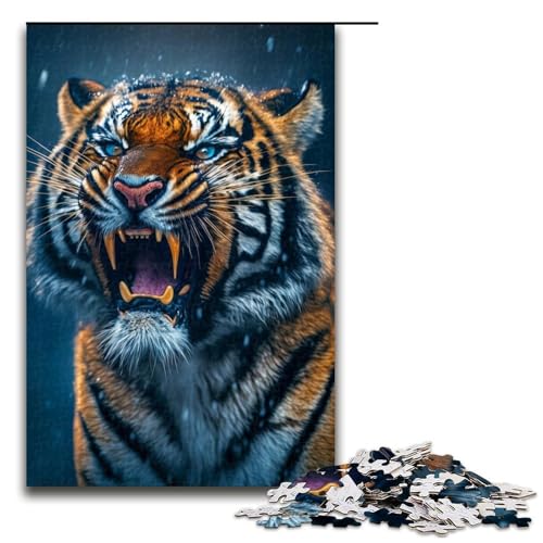 1000-teiliges Tiger-Puzzle für Erwachsene, Holzpuzzle, Puzzle für Erwachsene, Lernspiel, Herausforderungsspielzeug, Größe 50 x 75 cm von LLONGKT