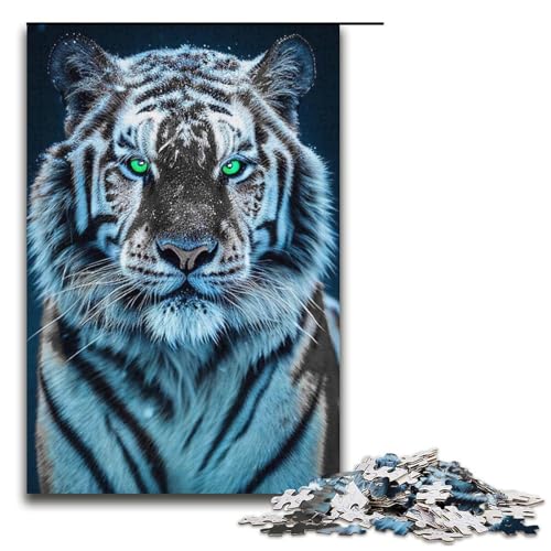 1000-teiliges Tiger-Puzzle für Teenager, Kartonpuzzle, Lernspiel für Erwachsene, Größe 38 x 26 cm von LLONGKT