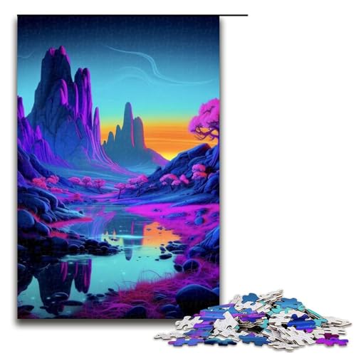1000-teiliges Wald-Puzzle, Holzpuzzle, pädagogisches Spielzeug zum Stressabbau, Größe 50 x 75 cm von LLONGKT