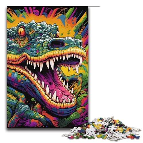 1000-teiliges buntes Nilkrokodil-Puzzle für Erwachsene, Papppuzzle, Lernspiel, Herausforderungsspielzeug, Größe 38 x 26 cm von LLONGKT