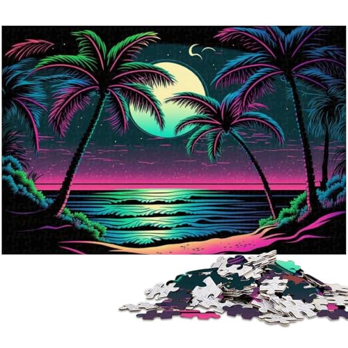 1000-teiliges farbiges Strand-Puzzle für Erwachsene, anspruchsvolles Spiel, tolles Geschenk, Größe 38 x 26 cm von LLONGKT