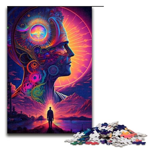 1000-teiliges psychedelisches Puzzle, Holzpuzzle, pädagogisches Spielzeug zum Stressabbau, Größe 50 x 75 cm 1000-teiliges psychedelisches Puzzle, Holzpuzzle, pädagogisches Spielzeug zum Stressabbau, Größe 50 x 75 cm von LLONGKT