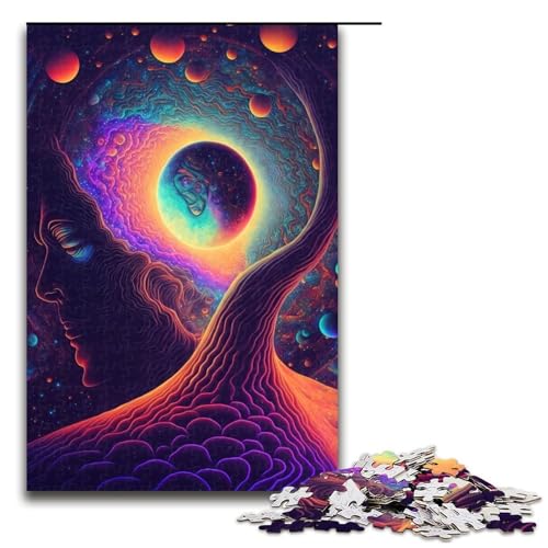 1000-teiliges psychedelisches Puzzle, Holzpuzzle, pädagogisches Spielzeug zum Stressabbau, Größe 50 x 75 cm von LLONGKT