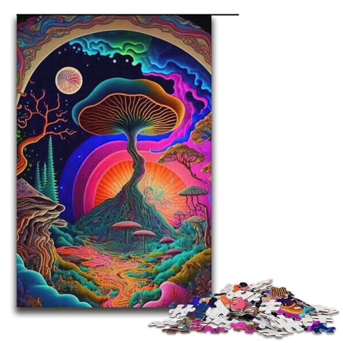 1000-teiliges psychedelisches Puzzle, Papppuzzle, pädagogisches Spielzeug zum Stressabbau, Größe 38 x 26 cm von LLONGKT