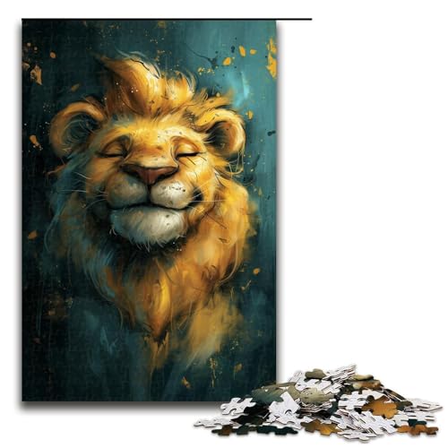 1000-teiliges süßes kleines gelbes Löwen-Puzzle für Erwachsene, Puzzle-Spielzeug, einzigartige Heimdekoration und Geschenke, geeignet für Teenager ab 14 Jahren (Größe 50 x 75 cm) von LLONGKT