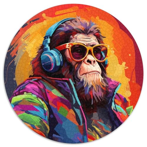 Affenkopfhörer-Puzzle aus Karton, 1000 Teile, Puzzle für Erwachsene, anspruchsvolles Denkspiel für Teenager, Spaß für den Spieleabend mit der Familie (Größe 67,5 x 67,5 cm) von LLONGKT