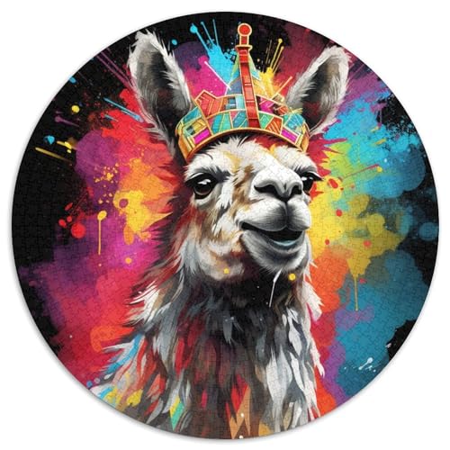 Alpaka mit Krone, Puzzle für Erwachsene, 1000 Teile, anspruchsvolles DIY-Denkspiel, perfektes Familienspiel oder dekoratives Geschenk (67,5 x 67,5 cm) von LLONGKT