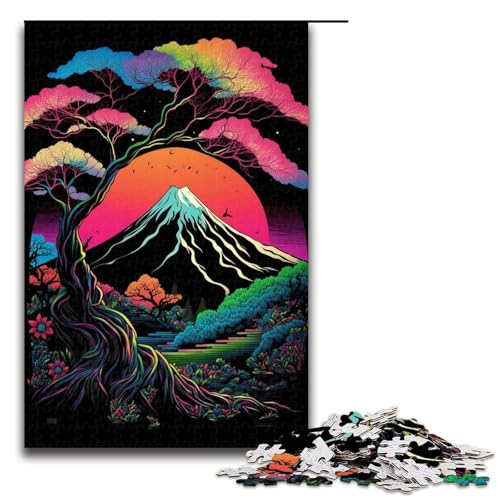 Aquarell-Berge-Puzzle, 1000 Teile, Puzzle für Erwachsene, Stressabbau, geeignet für Jugendliche ab 14 Jahren, Größe 50 x 75 cm von LLONGKT