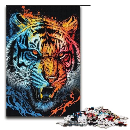 Art Tigers Puzzle, 1000 Teile, Puzzle für Erwachsene, Kunstwerk für Teenager ab 14 Jahren, Größe 38 x 26 cm von LLONGKT