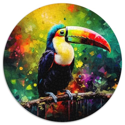 Art Toucans Runde Puzzles aus Karton für Erwachsene, 1000-teiliges Denkspiel, Spiel für Erwachsene, interaktive Familienaktivität (Größe 67,5 x 67,5 cm) von LLONGKT