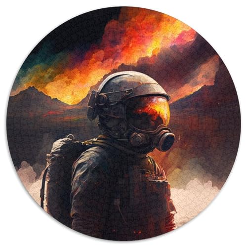 Astronauten-Puzzle, rund, 1000 Teile, für Erwachsene, anspruchsvolles Denkspiel für Teenager, Spaß für die ganze Familie, DIY-Geschenk zur Heimdekoration (Größe 67,5 x 67,5 cm) von LLONGKT