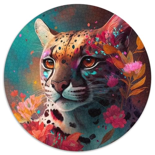 Blumen-Ozelot-Puzzle für Erwachsene, 1000 Teile, anspruchsvolles Denkspiel für Teenager, Spaß für den Spieleabend mit der Familie (Größe 67,5 x 67,5 cm) von LLONGKT