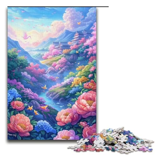 Blumen- und Schmetterlingspuzzle, 1000 Teile, für Erwachsene – anspruchsvolles Spiel, lustiges Geschenk (Größe 38 x 26 cm) von LLONGKT