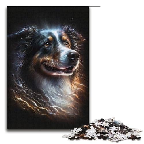 Border-Collie-Puzzles für Erwachsene, 1000 Teile, aus Pappe, Lernspiel, herausforderndes Spielzeug (Größe 38 x 26 cm) von LLONGKT