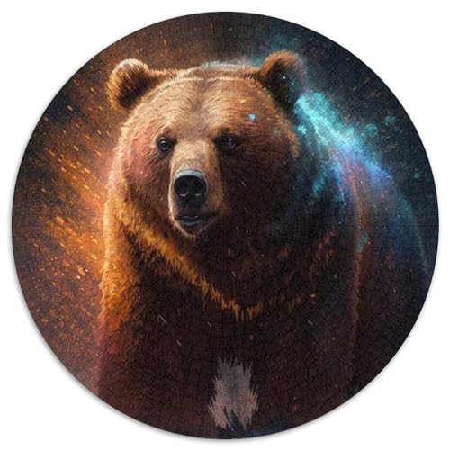 Braunbär-Puzzle, rund, 1000 Teile, aus Pappe, für Erwachsene, interaktives Familienspiel, Denksportaufgabe, Lernspielzeug (Größe 67,5 x 67,5 cm) von LLONGKT