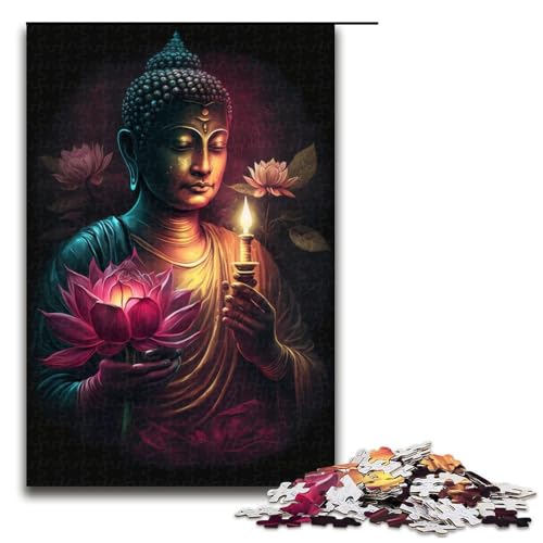 Buddha-Puzzle für Erwachsene, 1000 Teile, Holzpuzzle, Lernspiel für Erwachsene (Größe 50 x 75 cm) von LLONGKT