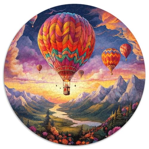 Bunte Kunst Heißluftballon-Puzzles aus Pappe, rund, 1000 Teile, Puzzle für Erwachsene, anspruchsvolles Denkspiel für Teenager, Spaß für den Spieleabend mit der Familie (Größe 67,5 x 67,5 cm) von LLONGKT