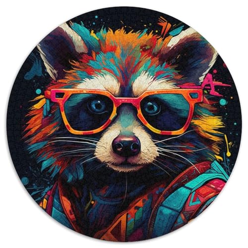 Bunte Waschbär-Puzzles für Erwachsene, 1000 Teile, pädagogisches Denkspiel, künstlerische Heim- und Bürodekoration, ab 14 Jahren (Größe 67,5 x 67,5 cm) von LLONGKT