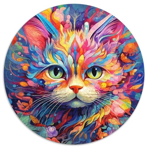 Bunte psychedelische Katzenpuzzles für Erwachsene, 1000-teiliges, anspruchsvolles DIY-Denkspiel, perfektes Familienspiel oder dekoratives Geschenk (67,5 x 67,5 cm) von LLONGKT
