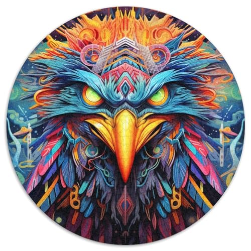 Buntes, rundes Eulen-Puzzle aus Papier für Erwachsene, 1000 Teile, anspruchsvolles DIY-Denkspiel, perfektes Familienspiel oder dekoratives Geschenk (67,5 x 67,5 cm) von LLONGKT