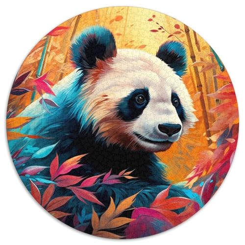 Buntes, rundes Panda-Puzzle aus Papier für Erwachsene, 1000 Puzzles für Feiertage, Geburtstage und Spieleabende mit der Familie (67,5 x 67,5 cm) von LLONGKT