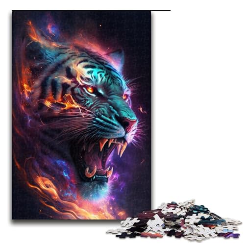 Buntes Blitztiger-Puzzle, 1000 Teile, für Erwachsene, Heimkunstdekor, für Teenager ab 14 Jahren, Größe 50 x 75 cm von LLONGKT
