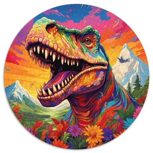Buntes Dinosaurier-Puzzle aus Pappe für Erwachsene, 1000 Teile, interaktives Familienspiel, Gehirn-Herausforderung, Lernspielzeug (67,5 x 67,5 cm) von LLONGKT
