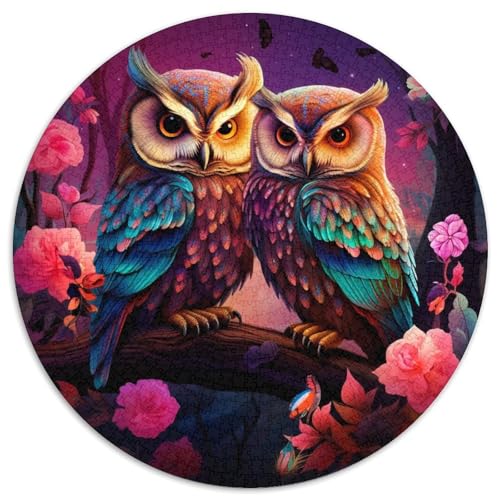 Buntes Eulen-Puzzle für Erwachsene, 1000 Teile, pädagogisches Denkspiel für Erwachsene, künstlerische Heim- und Bürodekoration, ab 14 Jahren (67,5 x 67,5 cm) von LLONGKT