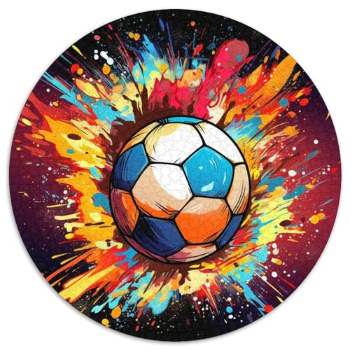 Buntes Fußball-Papier-Rundpuzzle für Erwachsene, 1000 Teile, Aktivität zu Hause für Feiertage, Geburtstage und Familienspieleabende (67,5 x 67,5 cm) von LLONGKT