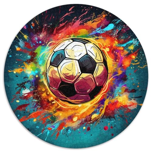 Buntes Fußball-Papier-Rundpuzzle für Erwachsene, 1000 Teile, Aktivität zu Hause für Feiertage, Geburtstage und Familienspieleabende (67,5 x 67,5 cm) von LLONGKT