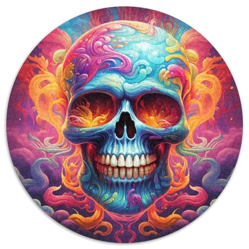 Buntes Kunst-Totenkopf-Puzzle für Erwachsene, 1000 Teile, pädagogisches Denkspiel für Erwachsene, künstlerische Heim- und Bürodekoration, ab 14 Jahren (67,5 x 67,5 cm) von LLONGKT
