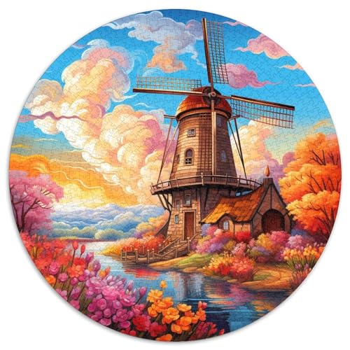 Buntes Kunst-Windmühlen-Puzzle für Erwachsene, 1000 Teile, pädagogisches Denkspiel für Erwachsene, künstlerische Heim- und Bürodekoration, ab 14 Jahren (67,5 x 67,5 cm) von LLONGKT