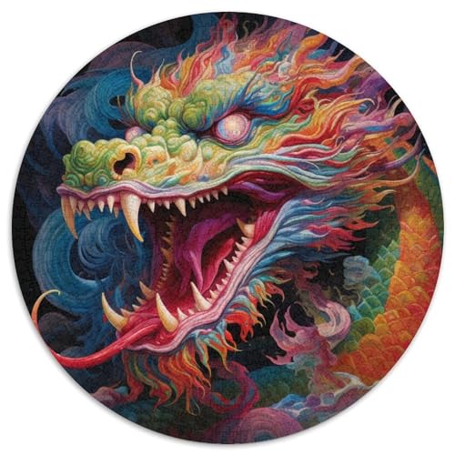 Buntes Kunstdrachen-Papier-Rundpuzzle für Erwachsene, 1000-teiliges Denkspiel für Teenager und Familieninteraktion (Größe 67,5 x 67,5 cm) von LLONGKT