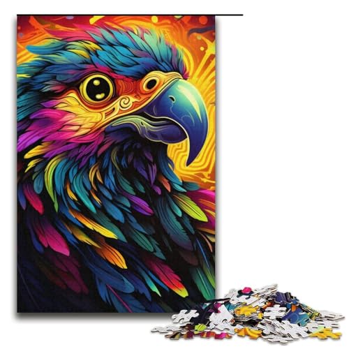 Buntes Papageien-Puzzle, 1000 Teile, Puzzle für Erwachsene, Kunstwerk für Teenager ab 14 Jahren, Größe 38 x 26 cm von LLONGKT
