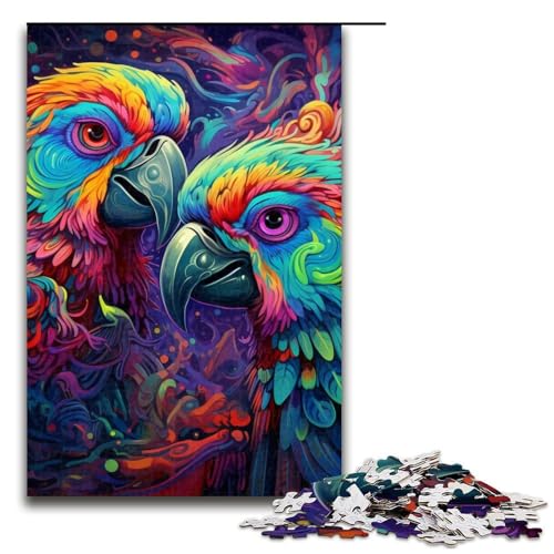Buntes Papageien-Puzzle, 1000 Teile, Puzzle für Erwachsene, Lernspiele, Eltern-Kind-Interaktion, Größe 50 x 75 cm von LLONGKT