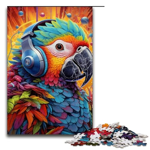 Buntes Papageien-Puzzle, 1000 Teile, für Erwachsene, Lernpuzzle, Familienspiel, Stressabbau, schwierige Herausforderung, Puzzlegröße 50 x 75 cm von LLONGKT
