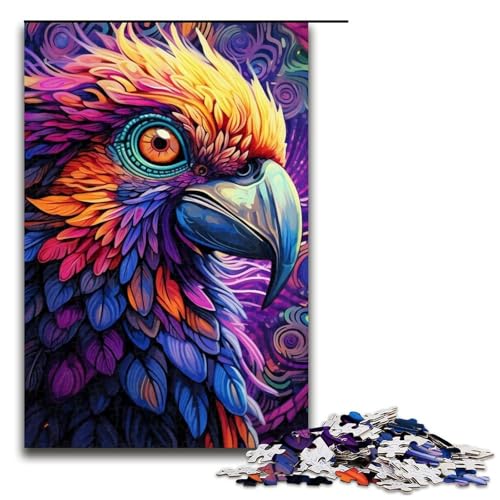 Buntes Papageien-Puzzle für Erwachsene, 1000 Teile, Puzzlespiel für Jugendliche ab 14 Jahren, Größe 50 x 75 cm von LLONGKT