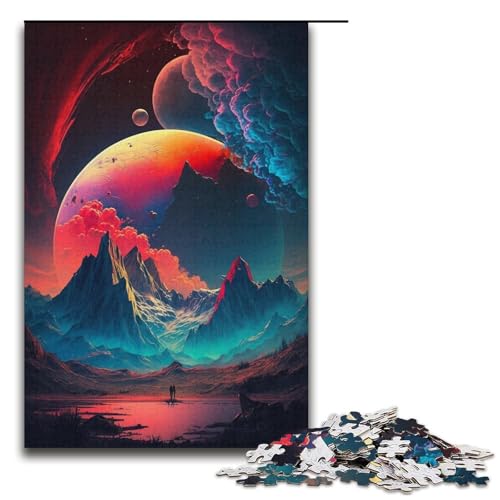 Buntes Puzzle mit Planeten und Bergen, 1000 Teile, für Erwachsene, Heimkunstdekor, für Teenager ab 14 Jahren, Größe 38 x 26 cm Buntes Puzzle mit Planeten und Bergen, 1000 Teile, für Erwachsene, Heimkunstdekor, für Teenager ab 14 Jahren, Größe 38 x 26 cm von LLONGKT